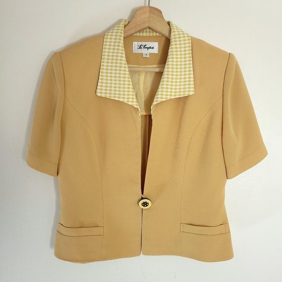 🖤Host Pick🖤 -Vintage Retro Yellow Gingham 2 Piece Dress & Jacket Set - Picture 10 of 16